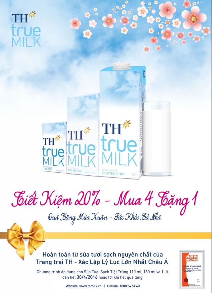 TH True MILK Khuyến m&atilde;i mua 4 tặng 1