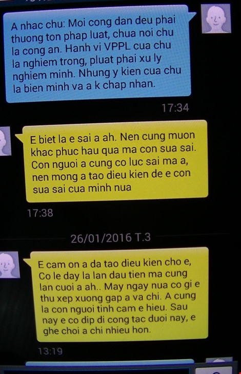 Tin nhắn được cho l&agrave; từ số điện thoại của &ocirc;ng B&igrave;nh xin xỏ &ocirc;ng Lợi bỏ qua, kh&ocirc;ng tố c&aacute;o.