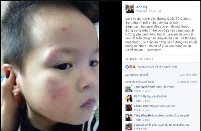 C&acirc;u chuyện d&agrave;n cảnh cướp trẻ em ngay giữa ban ng&agrave;y thu h&uacute;t quan t&acirc;m của cư d&acirc;n mạng. Nguồn: Facebook.
