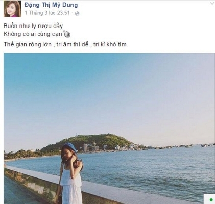 Ho&agrave;ng loạt những d&ograve;ng trạng th&aacute;i buồn b&atilde; của Midu. Ảnh: facebook.