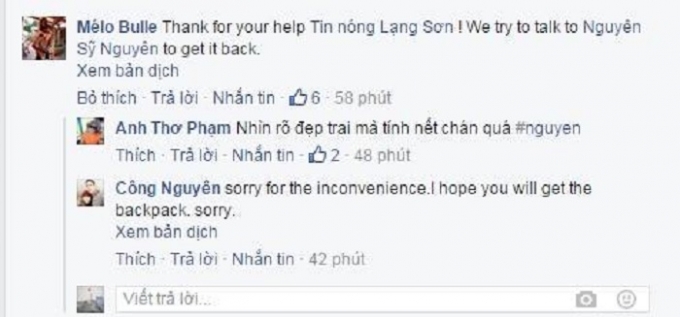 Du kh&aacute;ch Ph&aacute;p b&igrave;nh luận trong page Tin n&oacute;ng Lạng Sơn.(Ảnh:Tin n&oacute;ng Lạng Sơn).