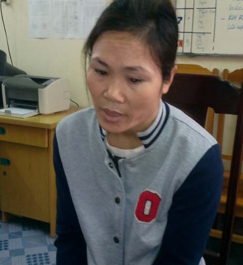 Đối tượng Hạnh tại cơ quan điều tra.