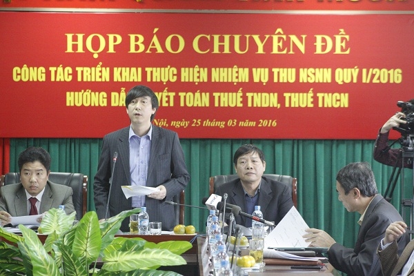 &Ocirc;ng Nguyễn Đại Tr&iacute; - Ph&oacute; Tổng cục trưởng Tổng cục thuế ph&aacute;t biểu tại buổi họp b&aacute;o.