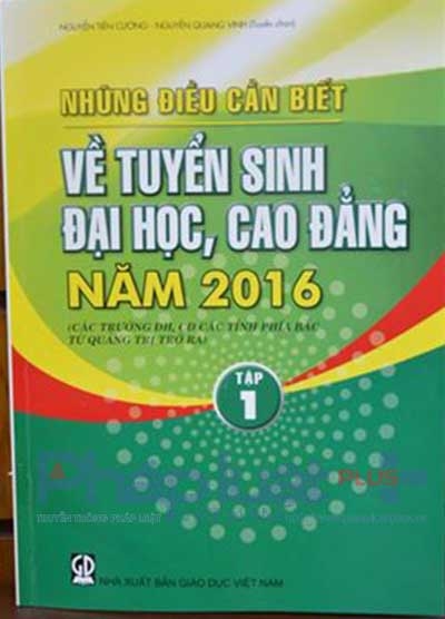 Tập 1 c&oacute; tựa đề &ldquo;Những điều cần biết về tuyển sinh đại học, cao đẳng năm 2016 của c&aacute;c trường thuộc c&aacute;c tỉnh ph&iacute;a Bắc (từ tỉnh Quảng Trị trở ra)&rdquo;.