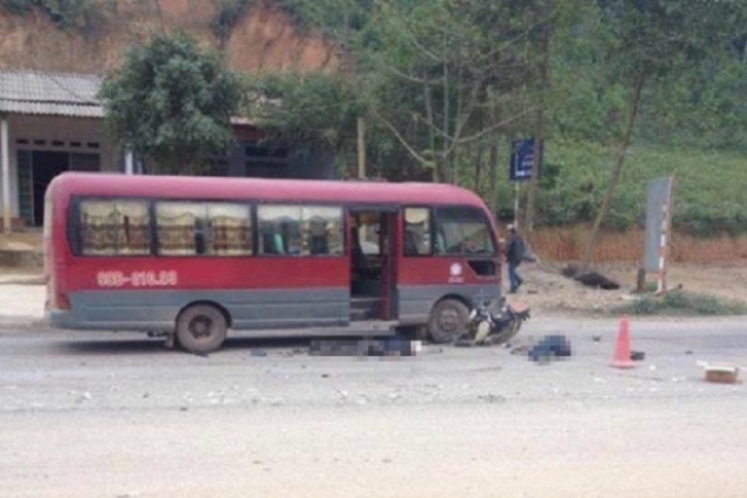 Hiện trường vụ tai nạn khiến hai người chết tại chỗ.