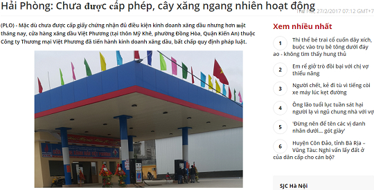 Cửa h&agrave;ng xăng dầu Việt PhươngCửa h&agrave;ng xăng dầu Việt Phương.