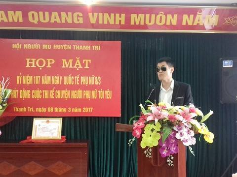 &Ocirc;ng Trần Thế Đạt - Chủ tịch Hội người m&ugrave; huyện Thanh Tr&igrave; ph&aacute;t biểu tại Lễ kỷ niệm.