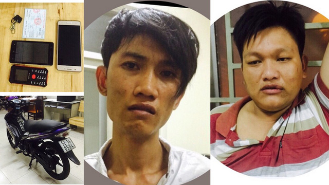 2 nghi phạm c&ugrave;ng tang vật tại cơ quan c&ocirc;ng an.