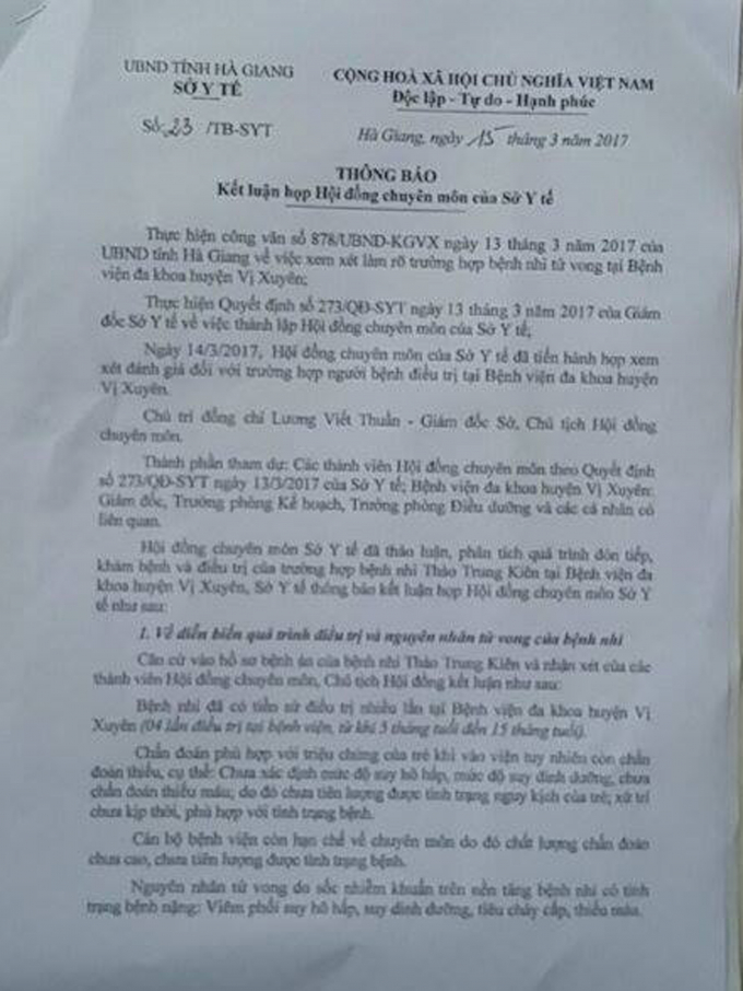 Vụ ch&aacute;u b&eacute; 15 th&aacute;ng tử vong ở H&agrave; Giang: Kiểm điểm c&aacute;c tập thể, c&aacute; nh&acirc;n li&ecirc;n quan