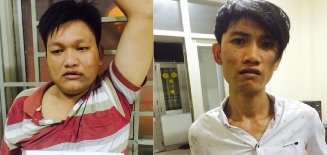 Nguyễn Thuận v&agrave; Nguyễn Đ&igrave;nh Tr&uacute;c Phương tại cơ quan c&ocirc;ng an (Ảnh: b&aacute;o Tuổi trẻ)