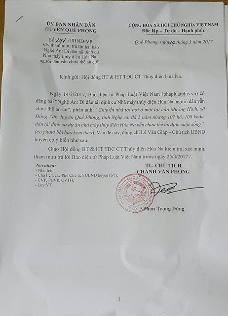 C&ocirc;ng văn của huyện chỉ đạo sau khi Ph&aacute;p Luật Plus phản &aacute;nh.