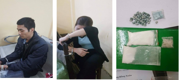 Đối tượng c&ugrave;ng tang vật tại cơ quan điều tra.