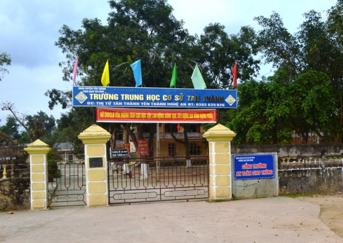 Trường THCS T&acirc;n Th&agrave;nh, huyện Y&ecirc;n Th&agrave;nh, nơi xảy ra sự việc.