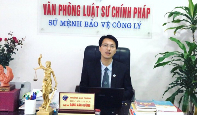 Luật sư Đặng Văn Cường- Trưởng Văn ph&ograve;ng luật sư Ch&iacute;nh Ph&aacute;p &ndash; Đo&agrave;n luật sư TP H&agrave; Nội.