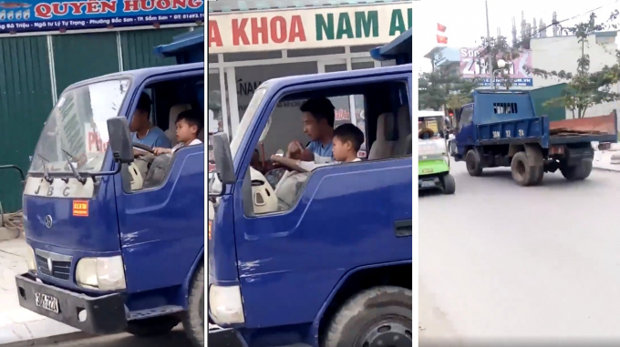Cảnh b&eacute; trai 10 tuổi điều khiển xe &ocirc; t&ocirc; tải tr&ecirc;n đường g&acirc;y bức x&uacute;c cộng đồng mạng.