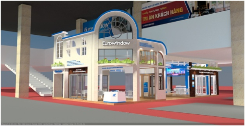 Khu trưng b&agrave;y sản phẩm của Eurowindow tại Vietbuild H&agrave; Nội 2018.