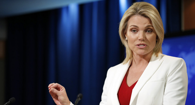 Ph&aacute;t ng&ocirc;n vi&ecirc;n Bộ Ngoại giao Mỹ Heather Nauert.