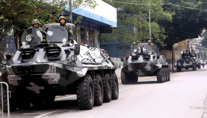 Xe đặc chủng tham gia bảo vệ hội nghị thượng đỉnh Mỹ - Triều.