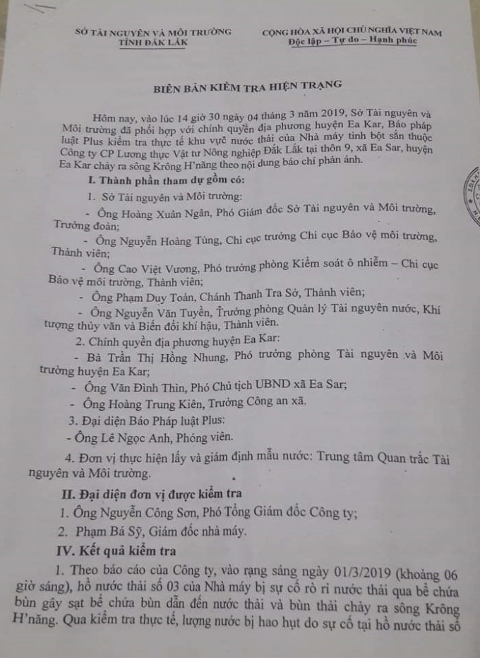 Bi&ecirc;n bản kiểm tra hiện trạng của đo&agrave;n li&ecirc;n ng&agrave;nh.