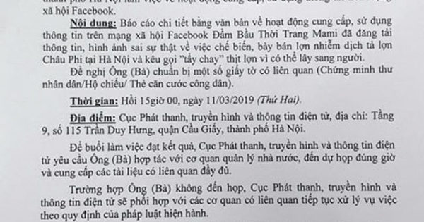 Tung tin sai sự thật, chủ Facebook Đầm Bầu Thời Trang Mami bị cơ quan chức năng "sờ gáy"