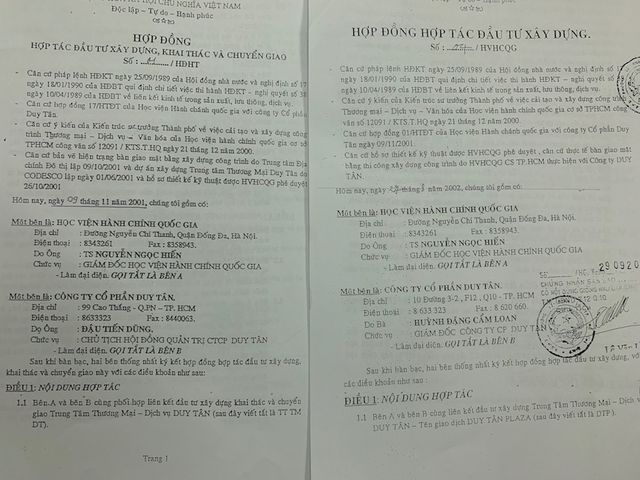 H&igrave;nh chụp lại bản photo của hợp đồng 01 v&agrave; 04. Trong vụ việc n&agrave;y, Hợp đồng 04/HVHCQG đang l&agrave;