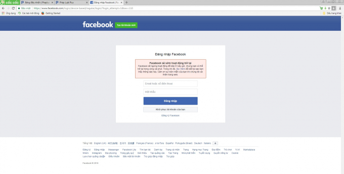 Người d&ugrave;ng kh&ocirc;ng thể đăng nhập v&agrave;o Facebook từ rạng s&aacute;ng ng&agrave;y 14/3.