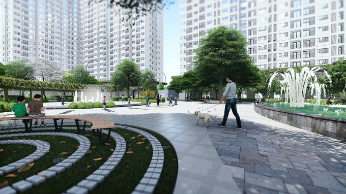 Cảnh quan s&acirc;n s&acirc;n vườn t&ograve;a NO2, NO3 dự &aacute;n EcoHome 3