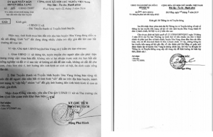 Văn bản cảnh tỉnh của địa phương.