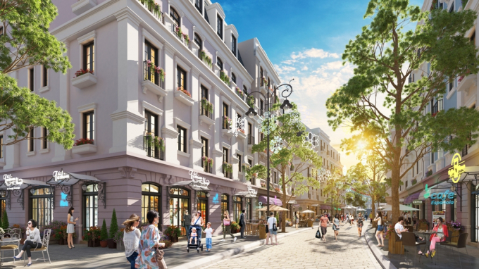 Khu Boutique Shophouse Melodia s&ocirc;i động trong quần thể b&atilde;i Kem (Ảnh phối cảnh)