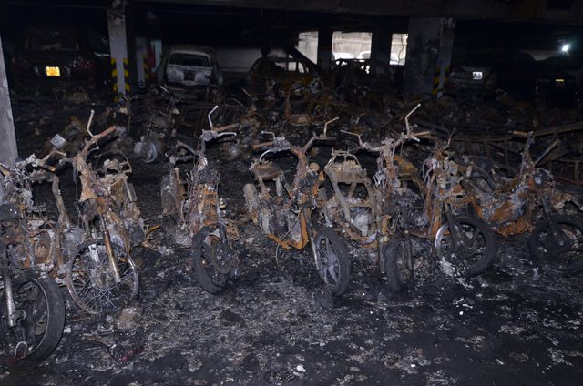 Tầng hầm chung cư nơi xuất ph&aacute;t ngọn lửa