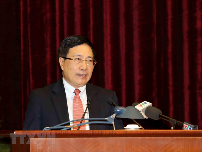 Ủy vi&ecirc;n Bộ Ch&iacute;nh trị, Ph&oacute; Thủ tướng, Bộ trưởng Ngoại giao Phạm B&igrave;nh Minh ph&aacute;t biểu