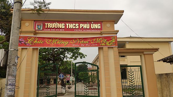 Trường THCS Ph&ugrave; Ủng nơi xảy ra vụ việc.