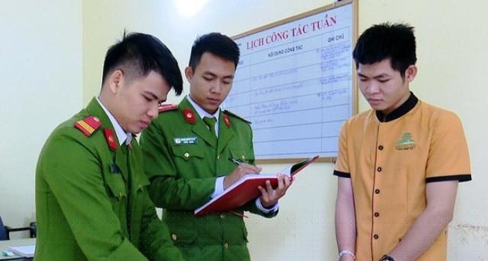 Quách Văn Minh tại cơ quan Công an.