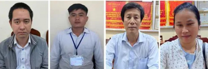 Các bị can: Lê Huy Bình, Lê Thành Hưng, Cao Minh Chu, Hồ Phương Quỳnh. (ảnh BCA)