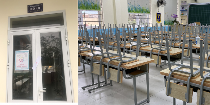 Phòng học được niêm phong sau khi vệ sinh sạch sẽ