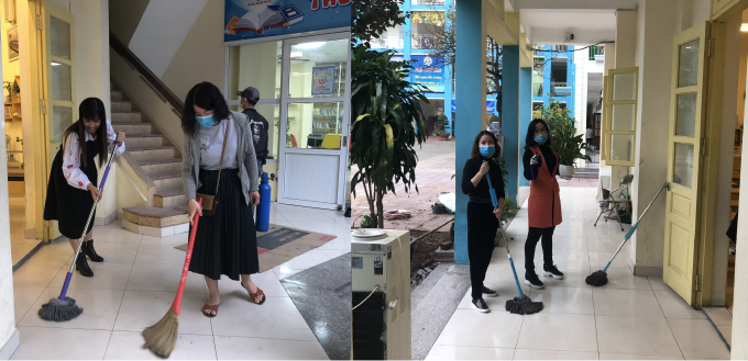 Phòng học được niêm phong sau khi vệ sinh sạch sẽ