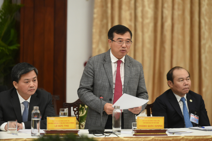 Chủ tịch Tập đo&agrave;n Dầu kh&iacute; Việt Nam Ho&agrave;ng Quốc Vượng: Cần điều chỉnh cơ chế, ch&iacute;nh s&aacute;ch cho khu vực doanh nghiệp nh&agrave; nước để d&aacute;m nghĩ, d&aacute;m l&agrave;m. Ảnh: VGP/Quang Hiếu