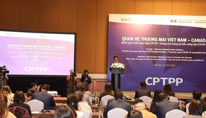 Hội thảo đánh giá 2 năm thực hiện CPTPP - Hướng tới tương lai bền vững hậu Covid-19 - Ảnh: VGP