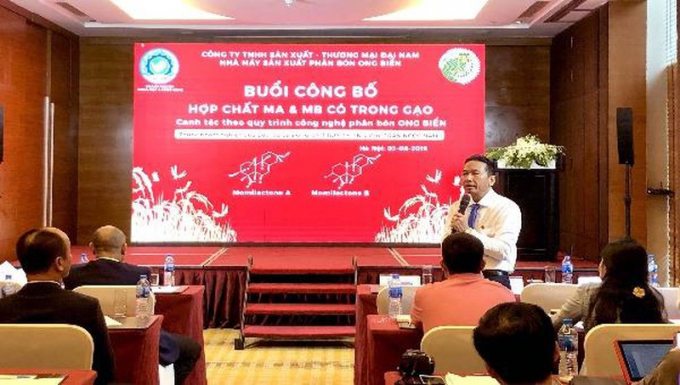 Ông Trần Ngọc Nam phát biểu trong lễ công bố hợp chất MA &amp;amp; MB có trong gạo “Thần nông Ong Biển”.