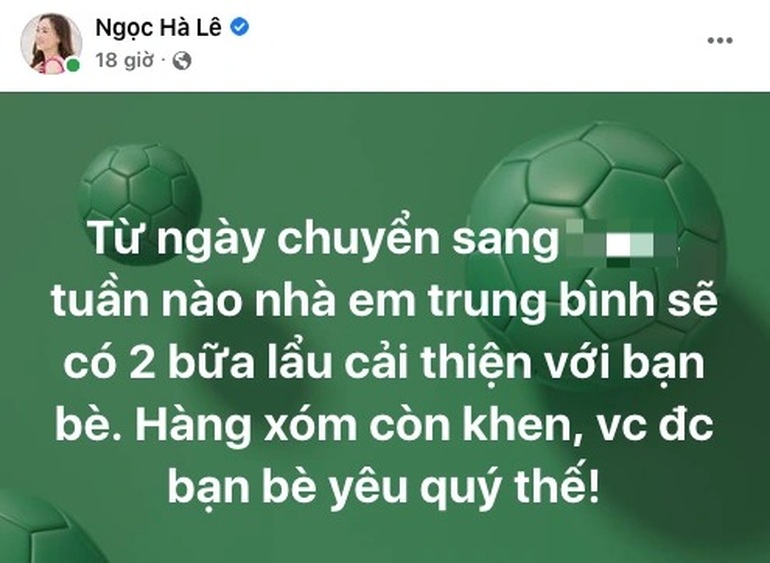 Ngọc Hà tiết lộ, bạn bè thường xuyên đến chơi, ăn cơm với hai vợ chồng (Ảnh: FBNV).