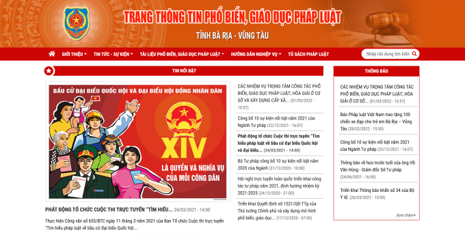 Trang thông tin điện tử phổ biến, giáo dục pháp luật tỉnh Bà Rịa – Vũng Tàu.