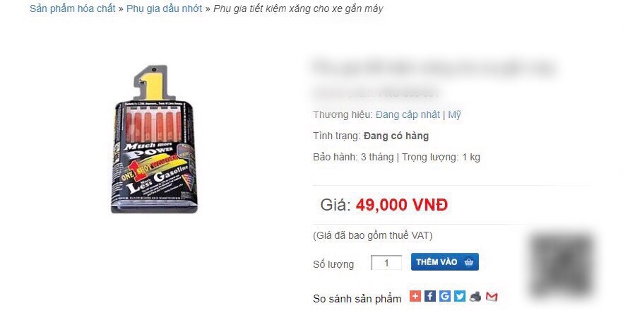 Phụ gia O.S.W được giới thiệu là đăng ký tại Cục bảo vệ môi trường của Mỹ (EPA). Ảnh: chụp màn hình