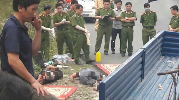 Hiện trường vụ tai nạn giao th&ocirc;ng, hai người tử vong ngay tại chỗ.