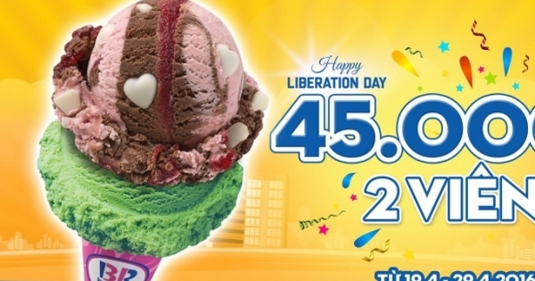 Baskin Robbins khuyến mãi 30/4 – 2 viên kem 45k