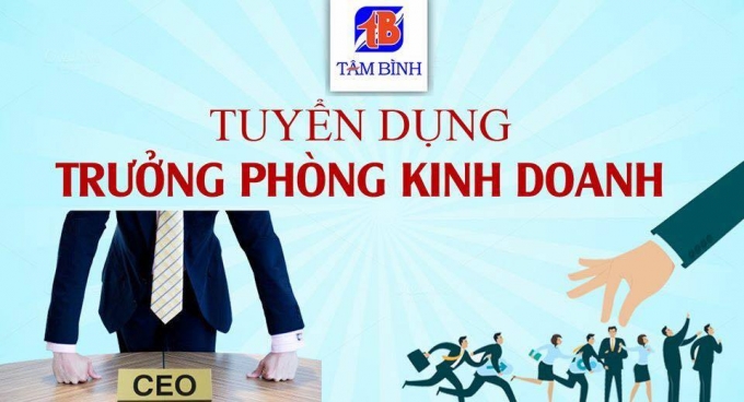 C&ocirc;ng ty Dược phẩm T&acirc;m B&igrave;nh tuyển Trưởng ph&ograve;ng Kinh doanh