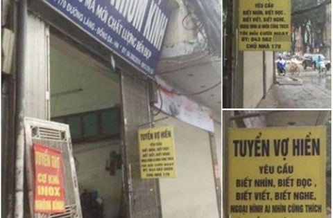 Treo biển “tuyển vợ hiền”: Xúc phạm nghiêm trọng người vợ hợp pháp!