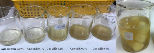 C&aacute;c dung dịch được chiết ra từ vỏ chuối xanh.