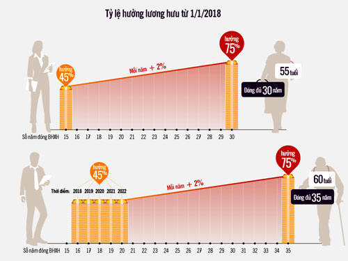 Người về hưu được hưởng lương ra sao. (Đồ họa:&nbsp;Tiến Th&agrave;nh)