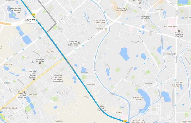 Tổng cục Đường bộ đề nghị hạ tốc độ tối đa tr&ecirc;n đường v&agrave;nh đai 3. Ảnh:&nbsp;Google Maps.