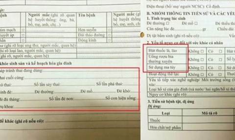 Phiếu thu thập th&ocirc;ng tin sức khỏe học sinh tiểu học c&oacute; nhiều c&acirc;u hỏi